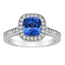 1.75 Ct Oval Cut Natural Sapphire Diamond Ring 14K Solid White Gold Size 7