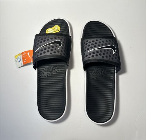 Nike Benassi Solarsoft Men's Size 16 Slides Sandals Black White 443890-001 - 第 2/4 張圖片