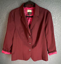 The Limited Women's 12 Burgundy Twill Blazer Button Lined 3/4 Sleeve Dry Clean