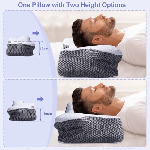 YunNasi Cuscino Cervicale Per Dormire Memory Foam Ortopedico Ergonomico Supporto - Imagen 18 de 24