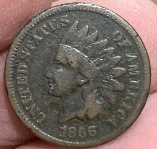 1866 Indian Cent nice FINE details condition,  light reverse surface Corrosion