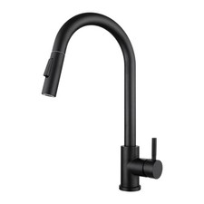 Rotating Kitchen Faucet Pull Down Sprayer Stainless Steel Single Handle Sink Tap