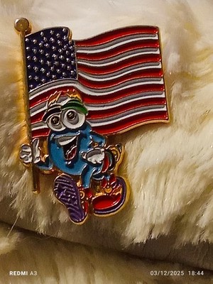 Izzy 1993 Olympisches Maskottchen Atlanta USA Flagge Pinback Vintage