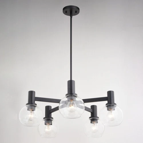 Vaxcel Lighting H0296 Marshall 5 Light 27"W Chandelier - Black - Picture 4 of 12