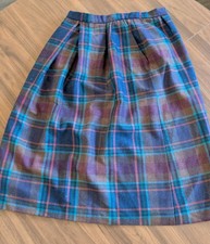VNTG 1980s High Cotton at Destin Girls Wool Plaid Skirt Size 14 W/Pockets