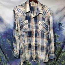 Ely Cattleman Mens Size XL Long Sleeve Pearl Snap Western Plaid Shirt