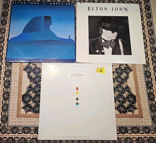 LOT of 3 ELTON JOHN LP Original Vinyl TOO LOW FOR ZERO Empty Sky ICE ON FIRE Exc