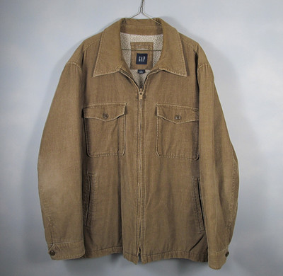 Vintage Gap Jacket Corduroy Sherpa Quilted Trucker Barn Chore Mens XL Tan