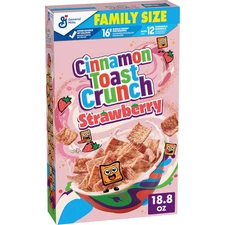 Cinnamon Toast Crunch Breakfast Cereal, Crispy Strawberry Cereal, Family Size, 1