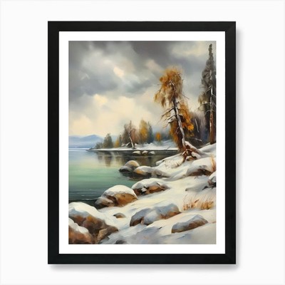 Alte Landschaften, alter Winter Öl gerahmtes Wandbild Poster Leinwanddruck Bild