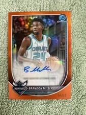 Brandon Miller 2025-26 Bowman Basketball True Orange Refractor Auto /25 Hornets