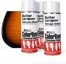ColorTone Tinted Aerosol Guitar Lacquer 2-Tone Tobacco Sunburst Spray Set