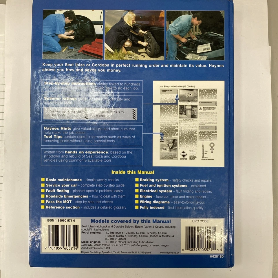 Seat Ibiza & Cordoba Petrol/Diesel 93- 99 Haynes Owners Workshop Manual  3571  - Image 2 of 4