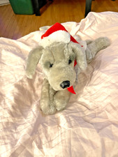 Dakin Dog Gray, 11 inches long grey stuffed plush animal vintage