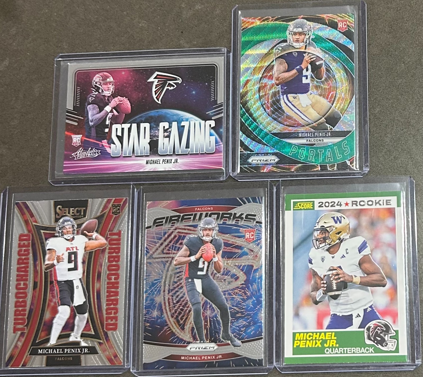 2024 Panini Football Michael Penix Jr. 5 Card Rookie Insert Trading Lot