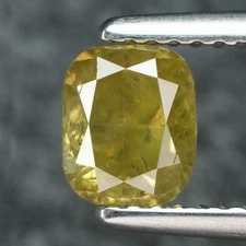 1.00Ct Rare 100% Natural No Treated I-1 Cushion Fancy Green Yellow Diamond
