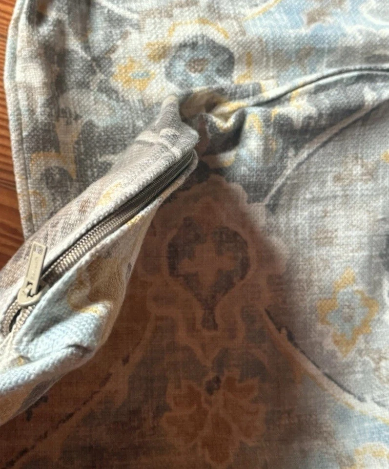 2 Fundas de Almohada Tejidas Gruesas Algodón Cuadradas 21x21 Cremallera Laterales Gris Amarillo Patrón Foto 2 de 4