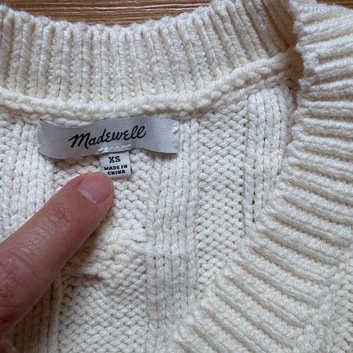Madewell white cable cropped womens knit sweater SIZE XS - Picture 4 of 5