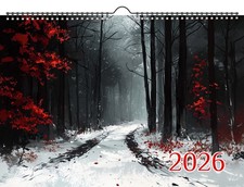 Calendario de pared 2026 ~ Resplandor bosque etéreo ~ Caminos de bosque de ensueño bañados