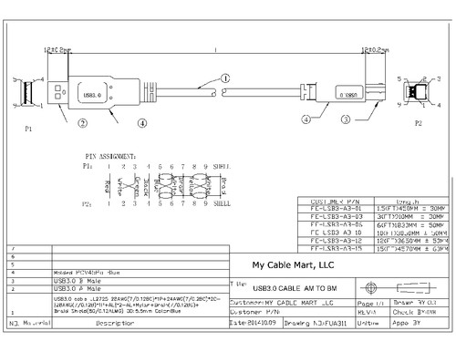 6inch USB 3.2 Gen 1 SUPERSPEED Certified 5Gbps Type A Male to B Male Cable - Picture 3 of 3