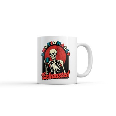Emotionally Exhausted Mug Funny Sarcastic Graphic Coffee Cup