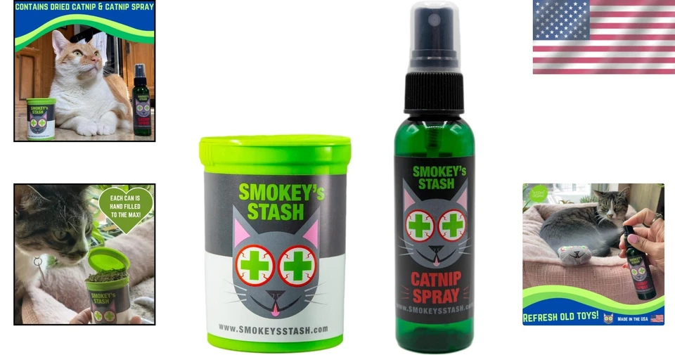 Organic Catnip Spray & Dried Bundle - Max Potency, 2oz Spray, Healthy Fun - Image 2 of 4