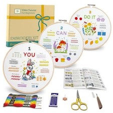Embroidery Kit for Beginners, Learn to Embroider Top 29 Stitches Practice