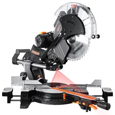 Dual-Bevel Sliding Miter Saw, 3800RPM,4.2x13in Cut Laser Guide,0-45° Bevel/Miter
