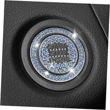 Push Start Button Cover Bling Car Accessories for Women Rhinestone Car Blue