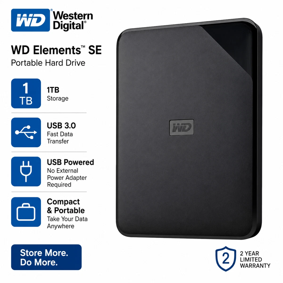 WD Elements SE 1TB Black Micro-B 2.5" 7200 RPM USB 3.0 Portable Hard Drive