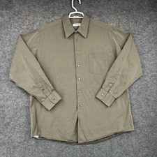 Calvin Klein Button Up Shirt Mens 17 34/35 Green Long Sleeve 100 Cotton Preppy