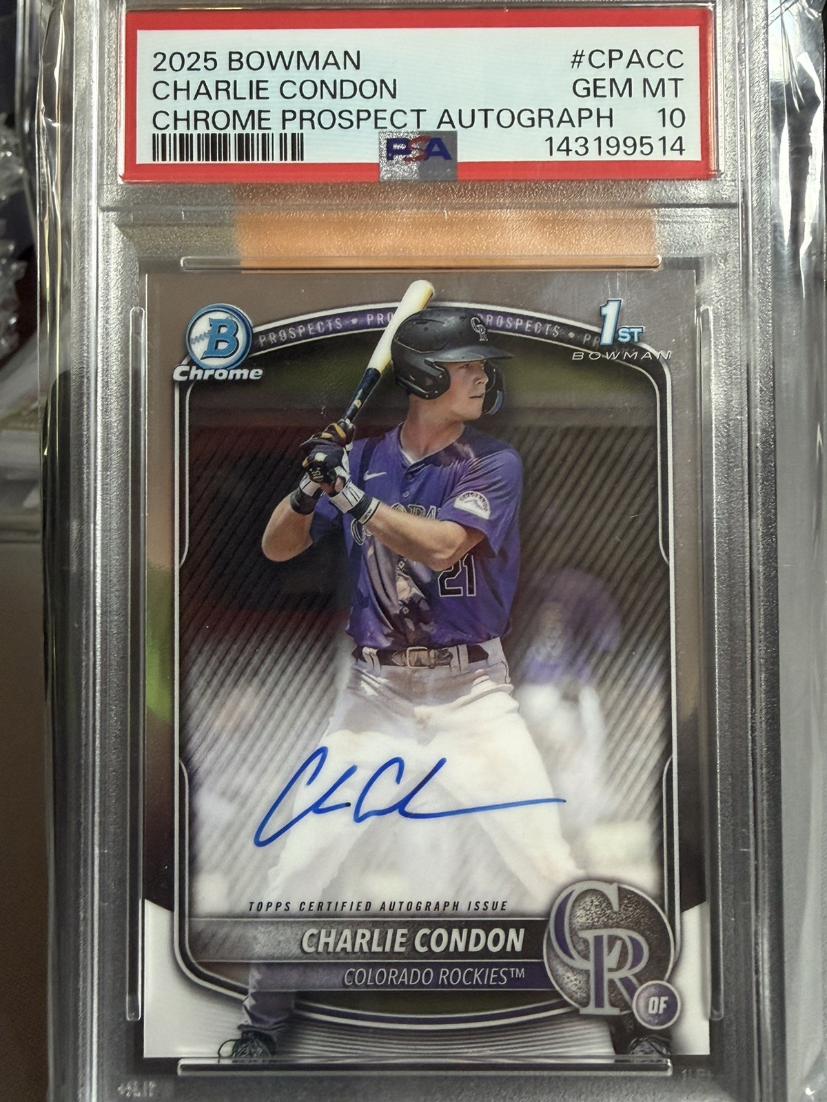 2025 Bowman Chrome Charlie Condon 1st Auto PSA 10 #CPACC