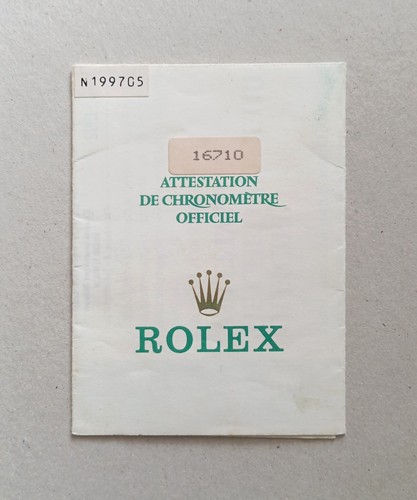 ROLEX Warranty Warranty Booklet Paper GMT-Master 16710 / N