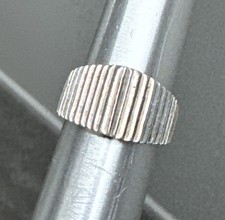 Vintage Mexico TX-23 925 Sterling Silver Modernist Textured Ribbed Design Sz 8.5