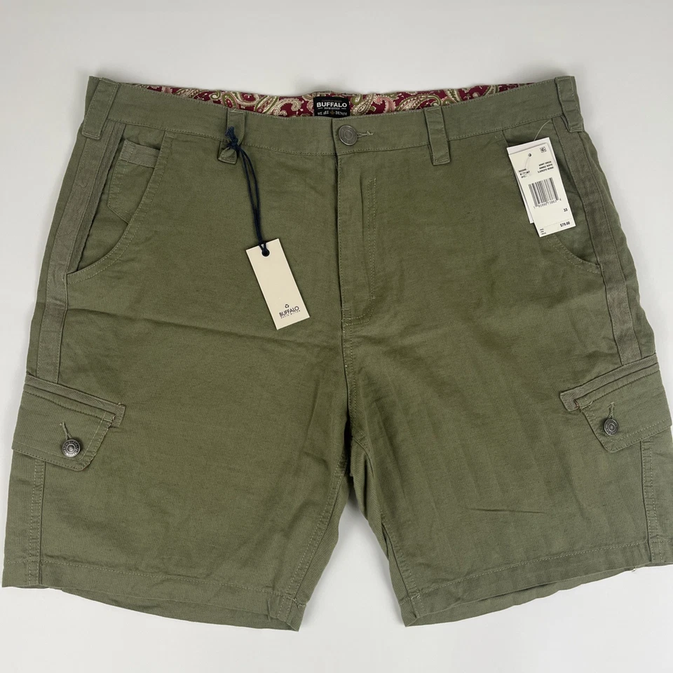NWT Buffalo David Button Cargo Shorts Men’s 33 Army Green $79 - Image 4 of 4