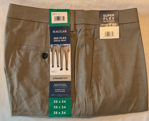 Haggar 365 Flex Anzughose gerade Passform für Herren hellbraun 38 x 34 neu mit Etikett - Bild 1 von 2