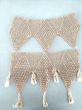 Vintage Crochet 2-Piece Ecru Collar with Tassels, Finishing Required