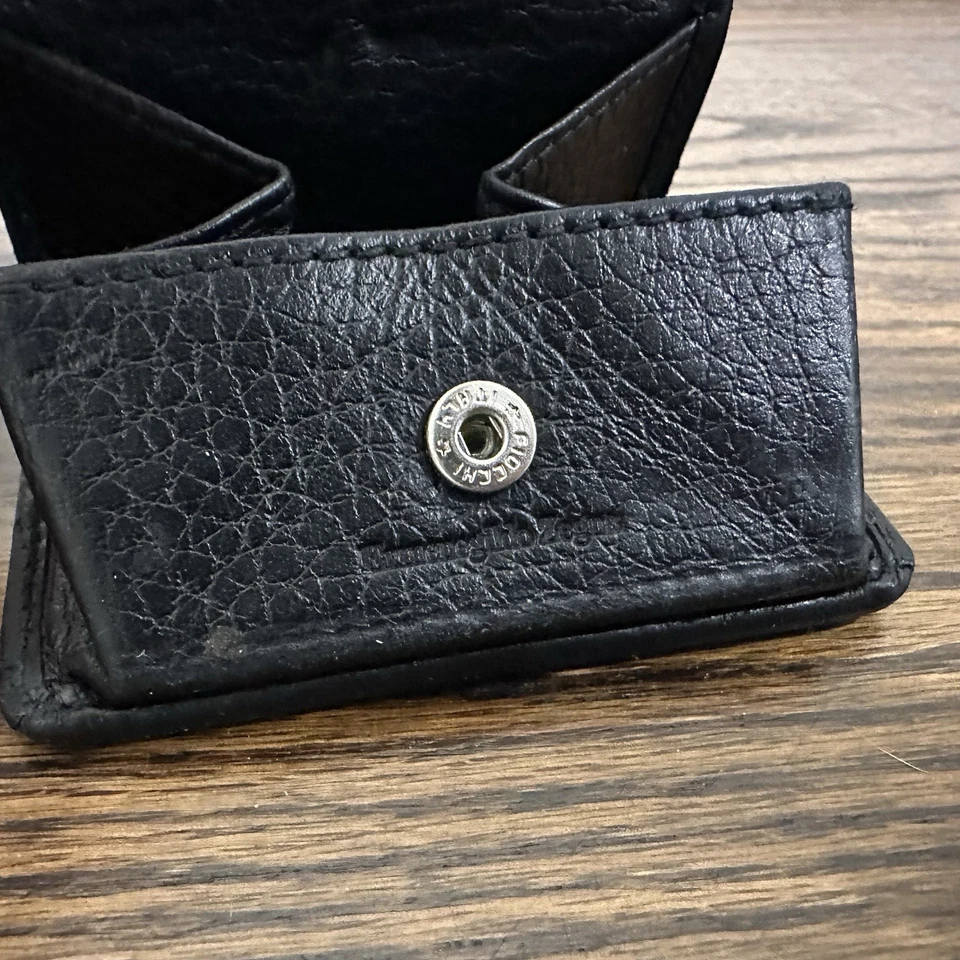 Ermenegildo Zegna Negro Guijarro Lujo Cuero Doble Cartera Monedero Envío Gratis Foto 2 de 4