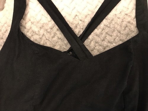 A New Day Black XXL Crop Smock Back Linen Blend Halter Tank Sweetheart Neck - Picture 2 of 12