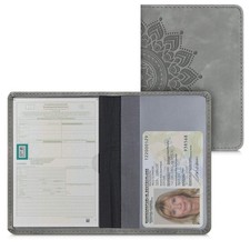 Car Document Holder PU Leather Registration  Insurance Sleeve Grey