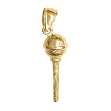 New 14k Yellow Gold 3D Microphone Pendant