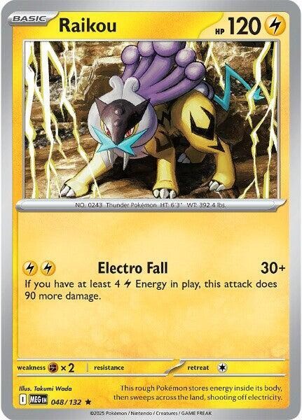 Pokemon TCG ME01: Mega Evolution Raikou 048/132 Holo Rare