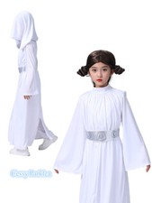 Z-G3-1 Girl Star Wars Princess Leia White Hooded Book Week Costume Wigs