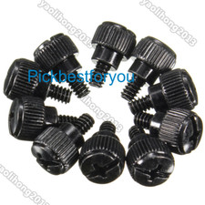 10pcs Computer Desktop PC Case Thumb Screws Black Metal Size 6/32 Thread