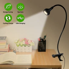 USB Flexible Reading LED Light Clip-on Beside Bed Desk Table Lamp Book Lights US