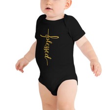 Blessed Cross Christian Baby Bodysuit, Religious Baby Gift Outfit Clothing