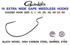 10 GAMAKATSU WIDE GAPE WEEDLESS HOOKS FOR SAVAGE GEAR SOFT BAIT LURES SHADS WORM