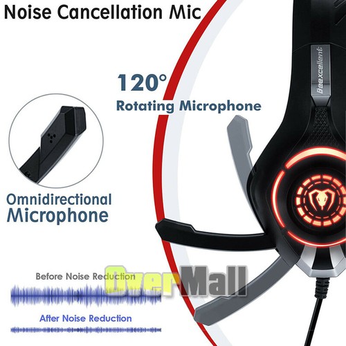 Audífonos Auriculares Cascos Gamer Para Video Juegos Jugadores Con Microfono Rojo - Imagen 11 de 16