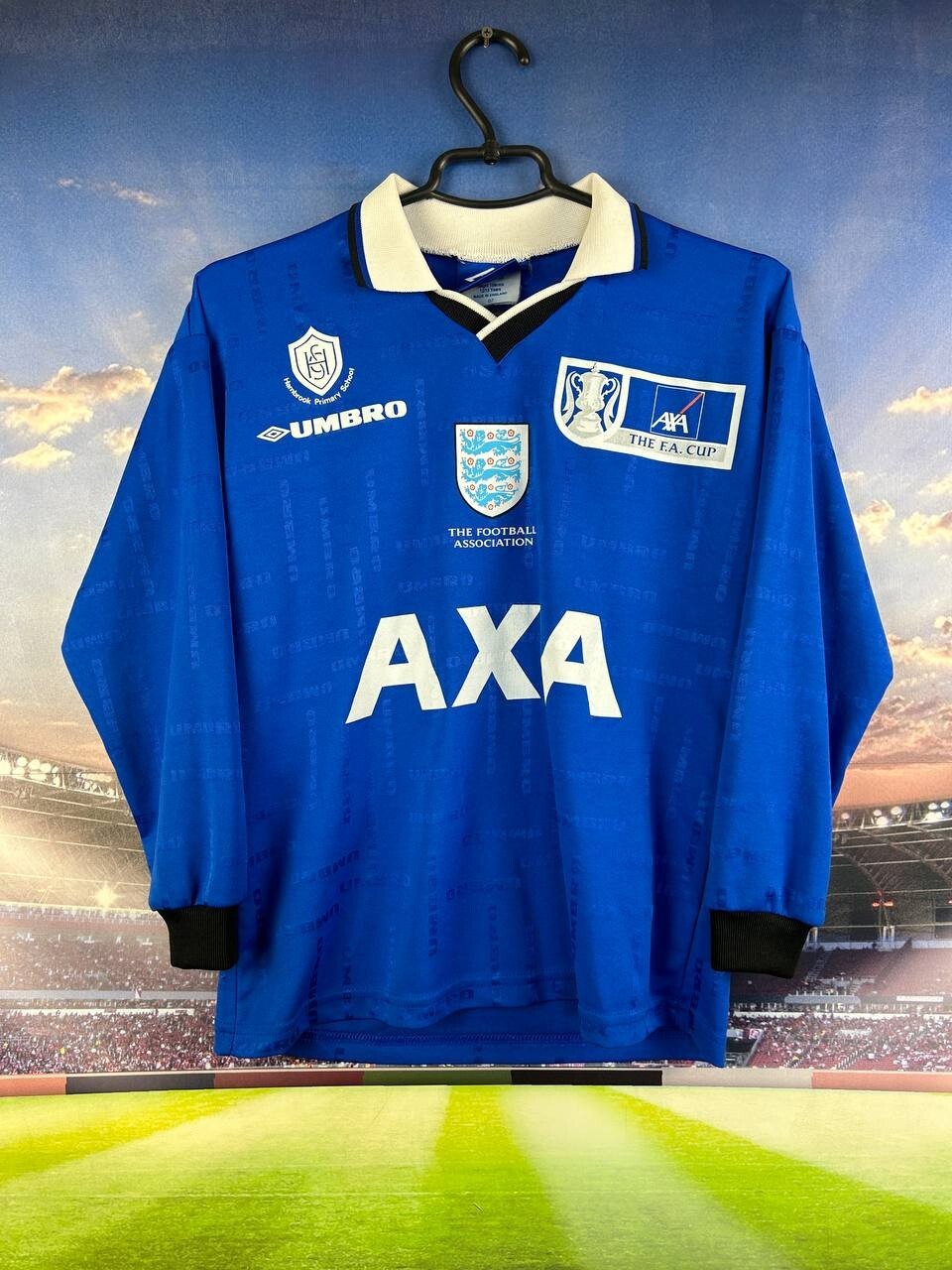 England FA Vintage Jersey Long Sleeve Football Shirt Umbro Young Size 158