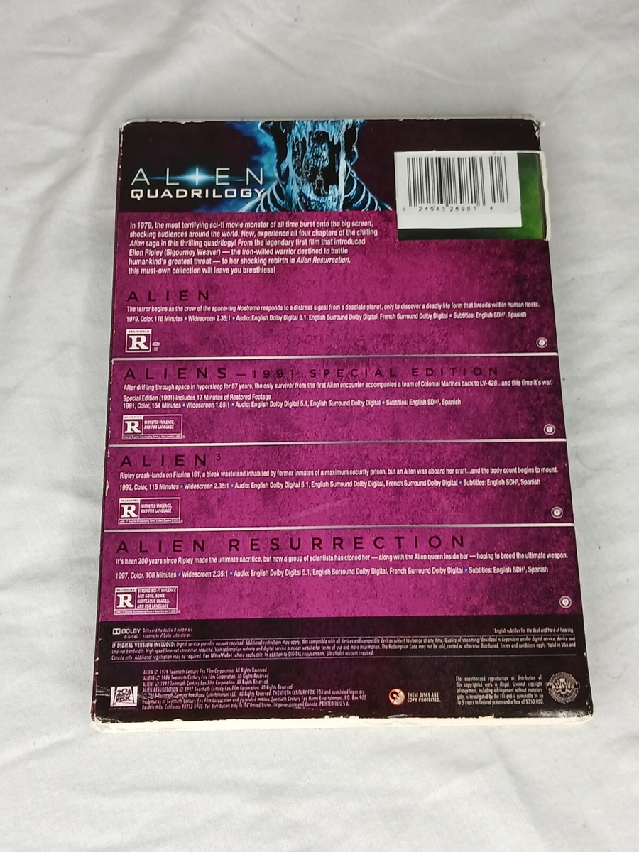 Alien Quadrilogy 4-Movie DVD Collection, w/ DIGITAL CODE